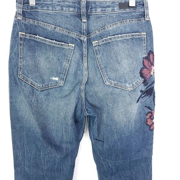 Abercrombie Jeans Womens 4 Annie Girlfriend Embroidered Floral Distressed - Picture 8 of 11